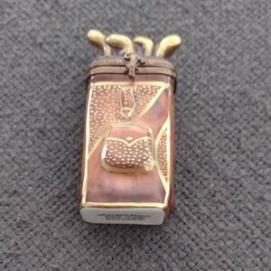 Limoges France Peint Main ROCHARD Vintage Golf Bag Trinket Box porcelain 3in